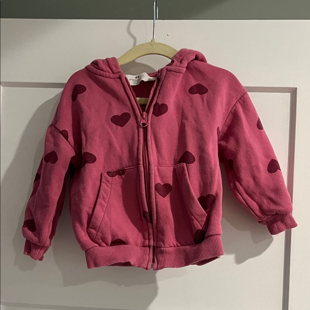 H&M Pink Hoodie with Heart Pattern